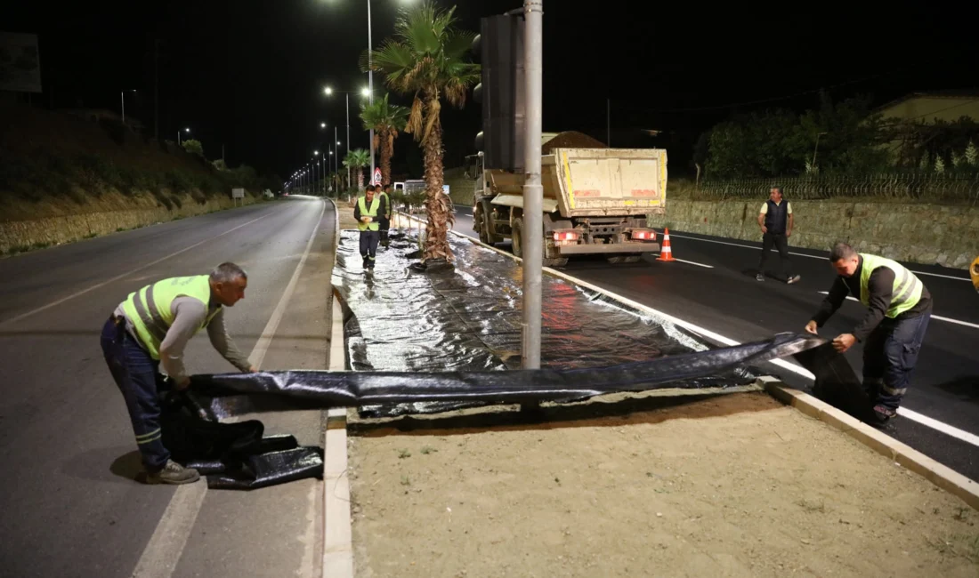 Güzelbahçe Belediyesi Park Bahçeler Müdürlüğü 7 kilometrelik Seferihisar orta refüj