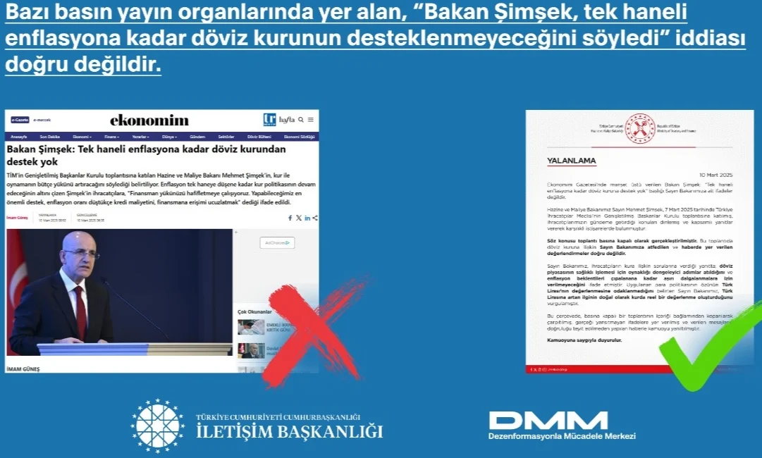 Tek haneli enflasyona kadar döviz kurunun desteklenmeyeceğine yönündeki iddiaların kamuoyunu